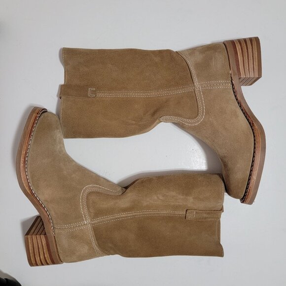 NEW Frye Campus 12R Boots Womens 8.5 Tan Buck Suede Western Barn Contemporary - Picture 2 of 11